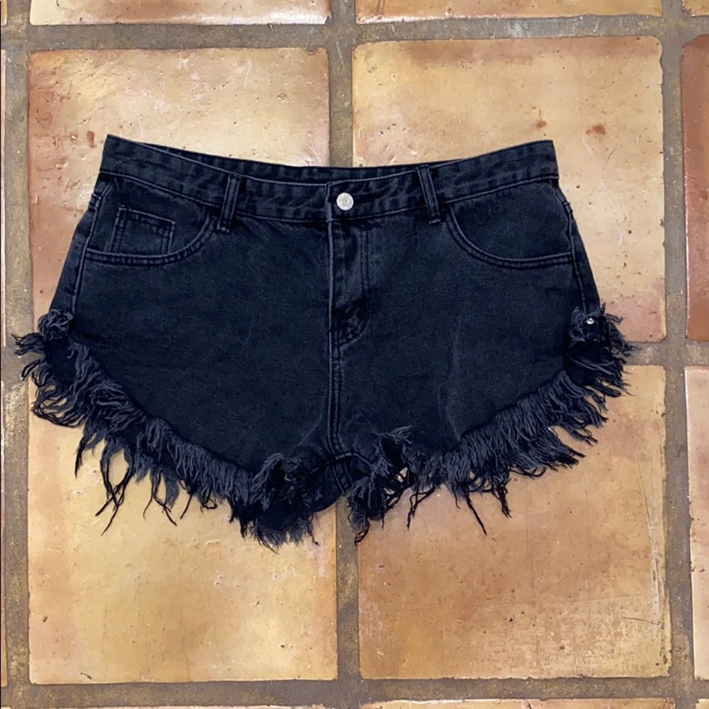 Black denim jean shorts